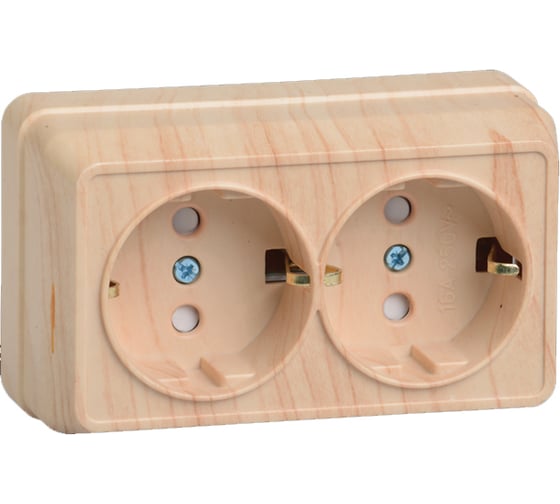 Изображение товара Розетка GENERICA 2местн. с з/к с защ.штор. 16А откр.уст. ОКТАВА сосна ERO24-K03-16-DC