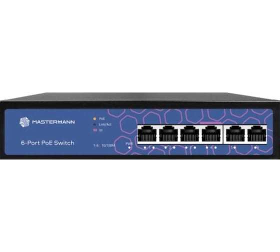 Изображение товара Неуправляемый POE коммутатор MASTERMANN MMP-6FE-P 00-01027571