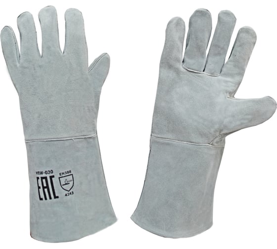 Изображение товара Краги сварщика спилковые пятипалые Оберон серые HBW-030