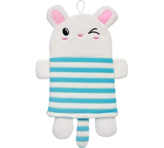 Изображение товара Мочалка варежка для бани и сауны Банные Штучки Зайчик в матроске, для нежной и чувствительной кожи, 27x17.5 см, soft, 41455