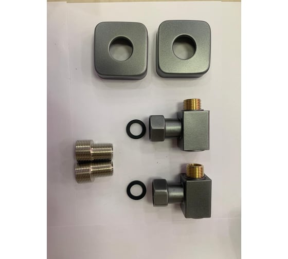 Изображение товара Комплект Двин К3 (квадратн.) уголок для п/с 3/4x1/2 г/ш с эксцентриком, отражателем, графит 4657812418583