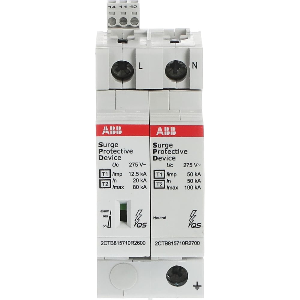 Изображение товара Ограничитель перенапряжения ABB OVR T1-T2 1N 12.5-275s P TS QS, шт 2CTB815710R0100