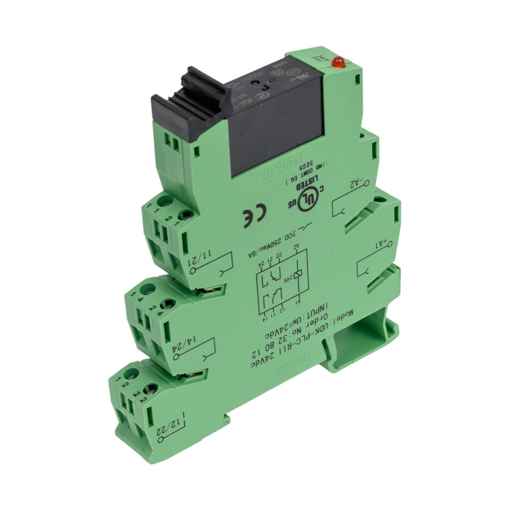 Изображение товара Релейный модуль UPUN UDK-PLC-RII 24Vdc с номиналом 6А для DIN-рейки