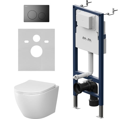 Изображение товара Инсталляция AM.PM PrimeFit с клав L черный мат с подвес унит Like Aquaspin с сид м/лиф IS90138.801900