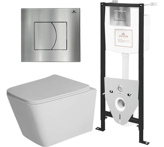 Изображение товара Комплект CULTOПЭК ESTE безоб. белый c сид. дюропласт м/л б/с и хром кнопкой УТ-99903883_2