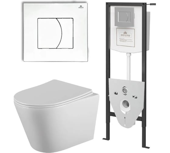 Изображение товара Комплект CULTO ПЭК MONET безоб. белый c сид. дюропласт м/л б/с и белой глянцевой кнопкой УТ-9990304811