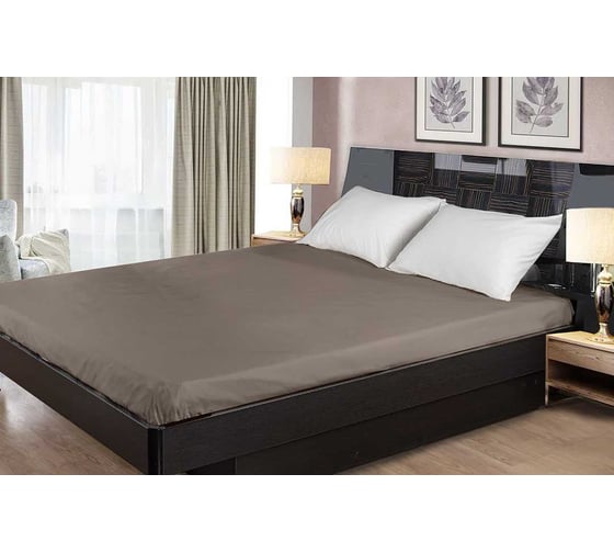 Изображение товара Простыня на резинке Primavelle 140x200, сатин, тауп 114311405-cr79