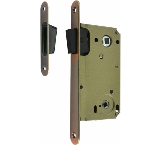 Изображение товара Корпус замка НОРА-М магнитный ригель 13М-90 мм ст.медь, под фиксатор, с отв.планкой 14918