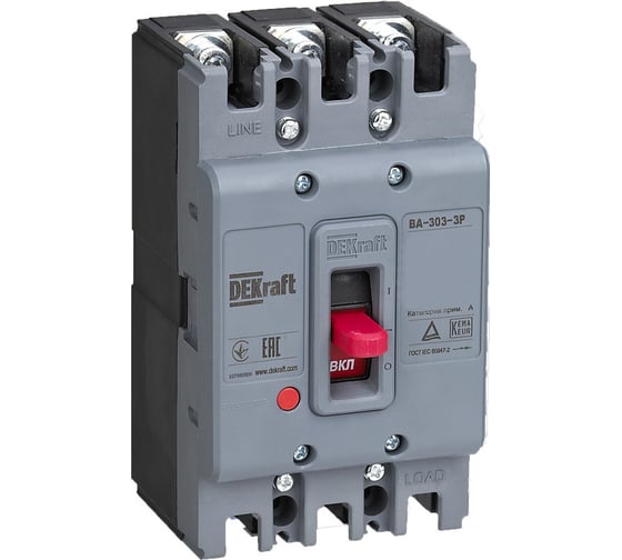 Изображение товара Силовой автоматический выключатель для защиты двигателя DEKraft 3P 180А 36кА ВА-303 22813DEK