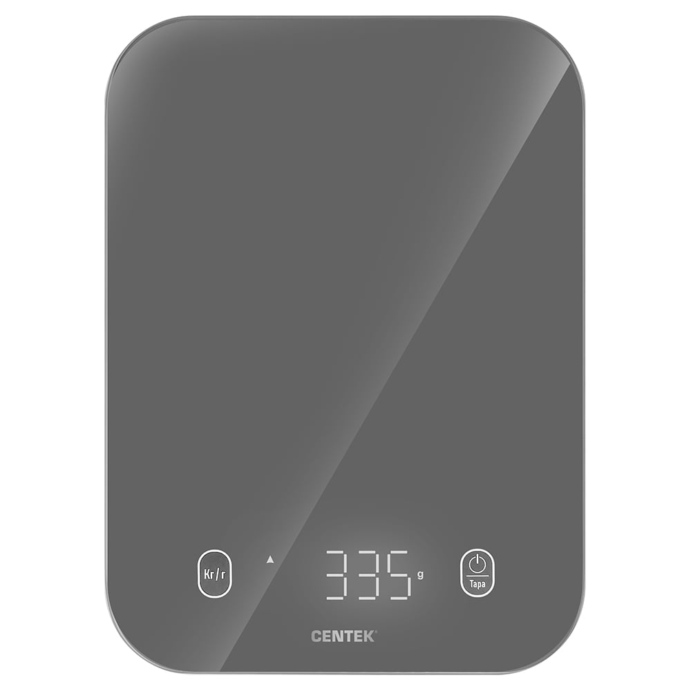 Изображение товара Весы кухонные Centek сенсор, 150x15x205 мм, max 5 кг, шаг 1 г, Авто Ноль/Выкл CT-2480 LED GRAY Изображение товара Весы кухонные Centek сенсор, 150x15x205 мм, max 5 кг, шаг 1 г, Авто Ноль/Выкл CT-2480 LED GRAY