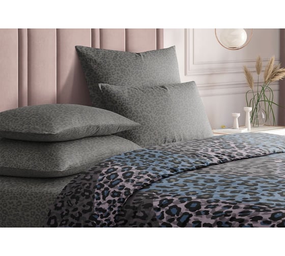 Изображение товара Комплект постельного белья Guten Morgen поплин, рис.1052, Panther 1.5 спальный, с наволочками 70x70 см GMП-1052-143-150-70