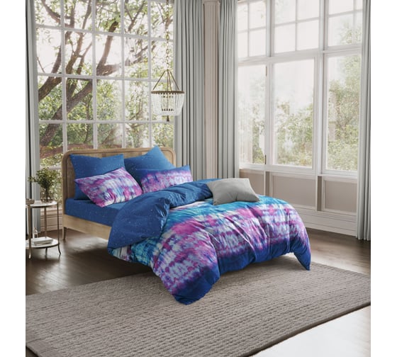 Изображение товара Комплект постельного белья Guten Morgen поплин, рис.1049, Northern Lights 2 спальный макси, с наволочками 70x70 см GMП-1049-175-220-70