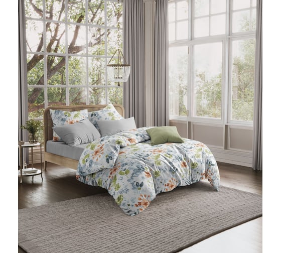 Изображение товара Комплект постельного белья Guten Morgen поплин, рис.1051, Compliment дуэт, с наволочками 70x70 см GMП-1051-143-240-70