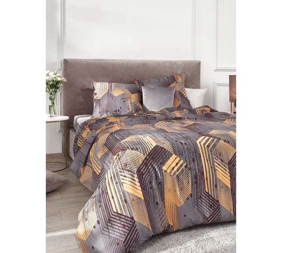 Изображение товара Комплект постельного белья Guten Morgen поплин, рис.1125, The theorem 2 спальный макси, с наволочками 70x70 см БП-1125-175-220-70