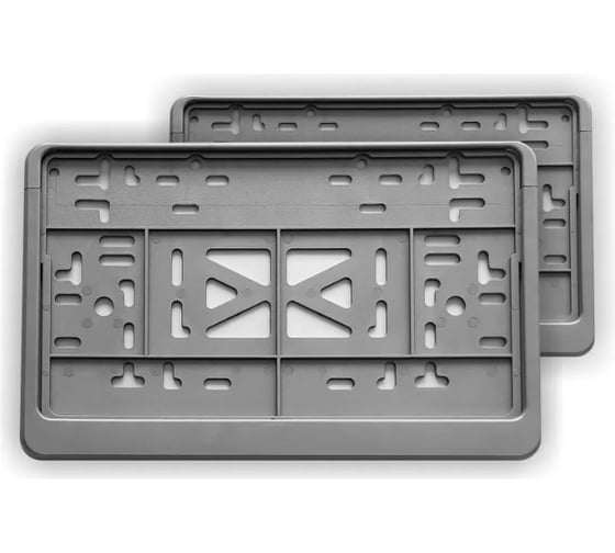 Изображение товара Рамка для номера автомобиля DEFLY квадратная с защелкой, пластиковая, серая, 2 шт D115/5-g-2