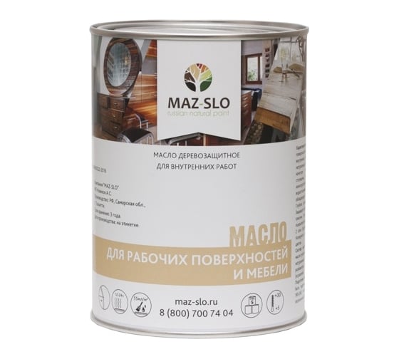 Изображение товара Масло для рабочих поверхностей и мебели MAZ-SLO цвет Серебро 1 л 8075352