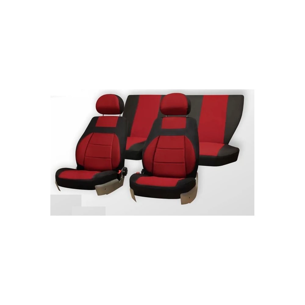 Изображение товара Чехлы на сиденья DEFLY для Lada Priora 2007-2014 жаккард черный/красный
