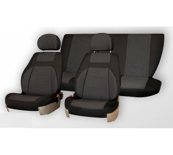 Изображение товара Чехлы на сиденья DEFLY ГАЗ 3110, 1997-2009, дополнительная боковая поддержка, жаккард черный/серый G011-D2