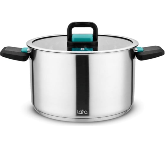 Изображение товара Кастрюля Lara нерж. ИЗУМРУД 22см, 5л, 5-слойное капсул. индукц. дно, складные ручки LR02-244