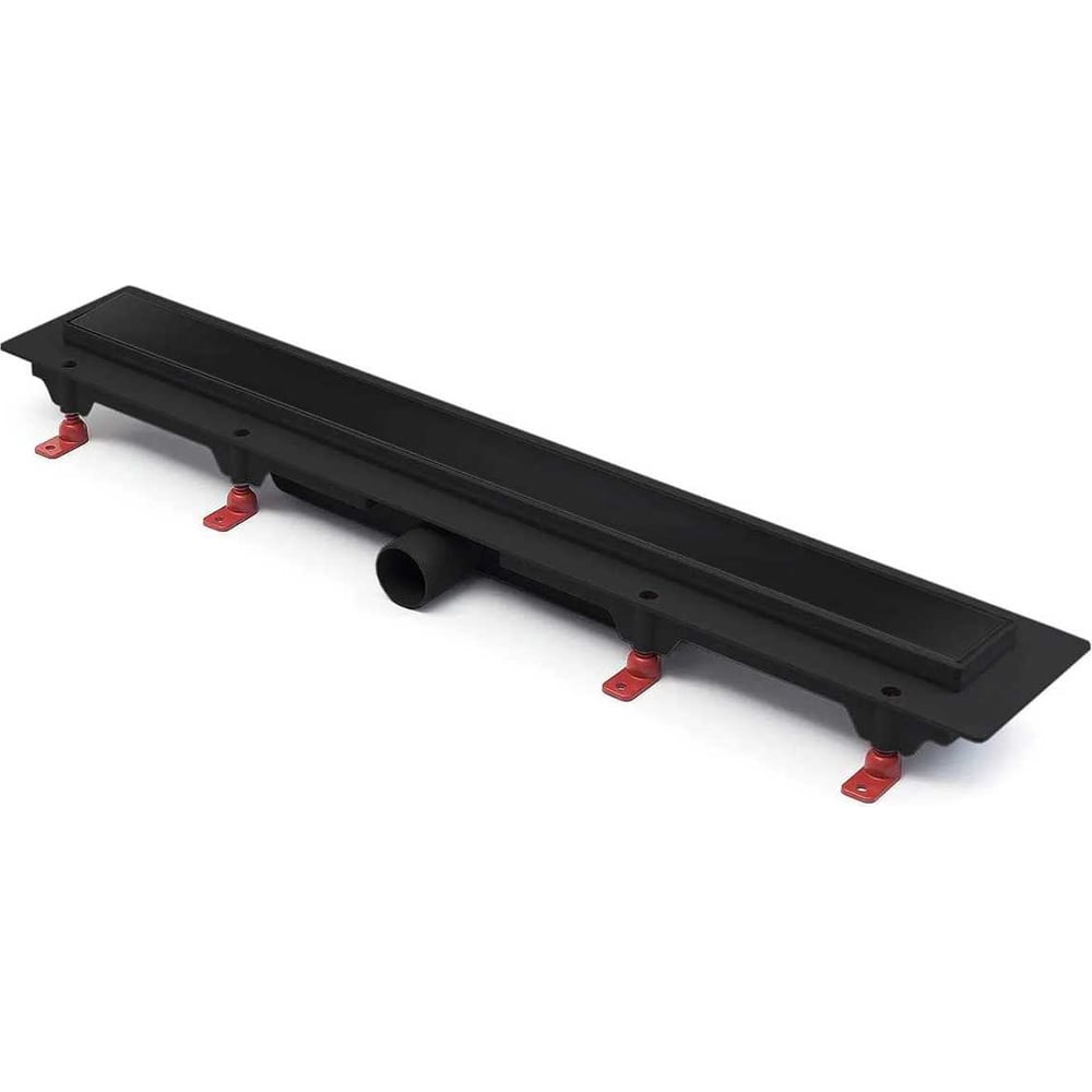 Изображение товара Водоотводящий пластиковый желоб Azario D40 с боковым сливом и решеткой Klasik 950 мм черный