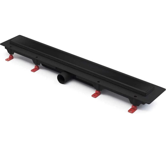 Изображение товара Водоотводящий пластиковый черный желоб Azario D50, боковой слив, с черной решеткой Klasik 850 мм 00087495