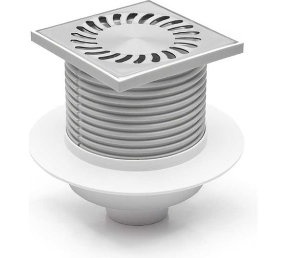 Изображение товара Трап пластиковый Azario D50, вертикальный слив, с нержавеющей решеткой 12.2x12.2 см, c воротником НЕПТУН 00087527