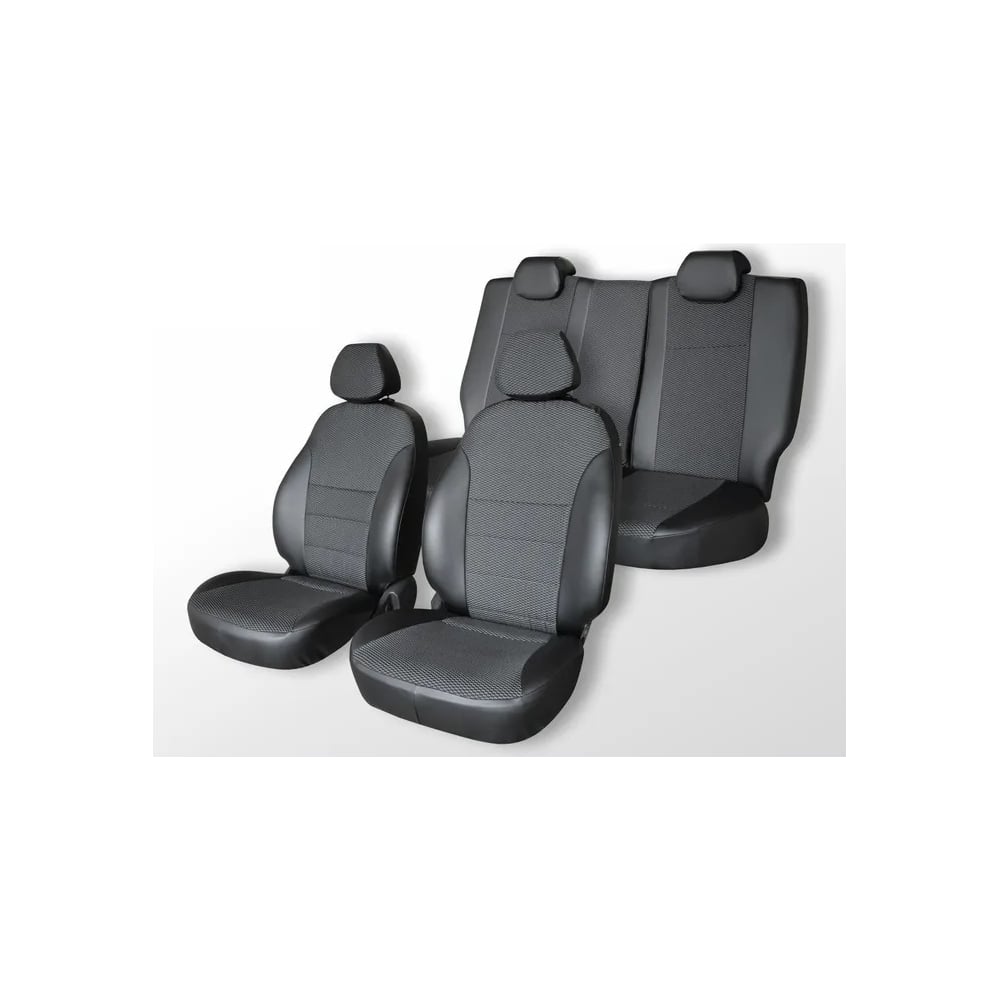 Изображение товара Чехлы на сиденья DEFLY для Toyota Auris 2012-2015 задний ряд 60/40 экокожа жаккард черный серый