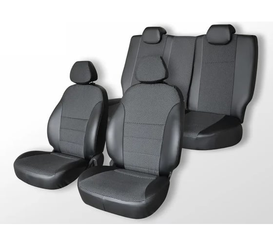 Изображение товара Чехлы на сиденья DEFLY Toyota Auris, 2012-2015, задний ряд 60/40, экокожа черная/жаккард Ty5-2C