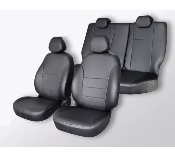 Изображение товара Чехлы на сиденья DEFLY Kia Rio, 2012-2017, хэтчбек, экокожа черная Kia7-2K