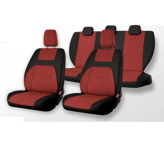 Изображение товара Чехлы на сиденья DEFLY Лада Нива 2131, 1993-2019, дополнительная боковая поддержка, жаккард черный/красный V022-D3