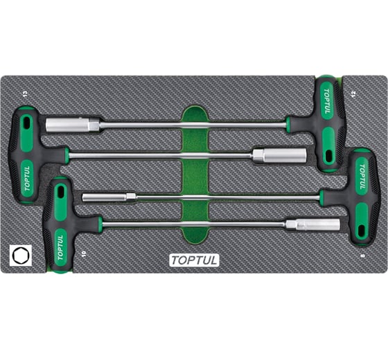 Изображение товара Набор торцевых ключей с Т-образной рукояткой TOPTUL 8,10,12,13 мм, 4 пр в мягком ложементе GEA0410