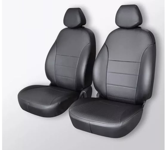 Изображение товара Чехлы на сиденья DEFLY Kia Rio, 2016-2022, передний ряд, экокожа черная Kia3-2-2K