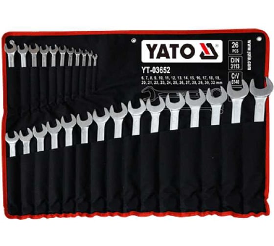 Изображение товара Набор комбинированных гаечных ключей YATO 26 шт. YT-03652