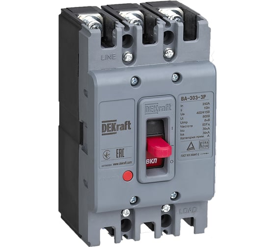 Изображение товара Силовой автоматический выключатель DEKraft 3P 225А 36кА ВА-303 22755DEK