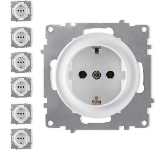 Изображение товара Комплект OneKeyElectro Розетка с заземлением, винтовые контакты, цвет белый (7 шт.) 7700027