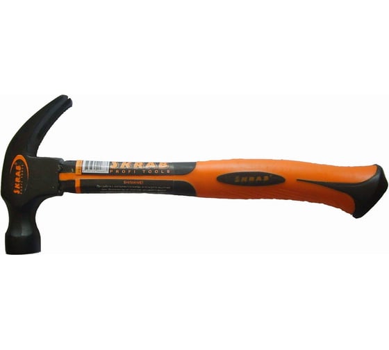 Изображение товара Молоток-гвоздодер SKRAB с фибергласовой ручкой оранжевый 450г 20068