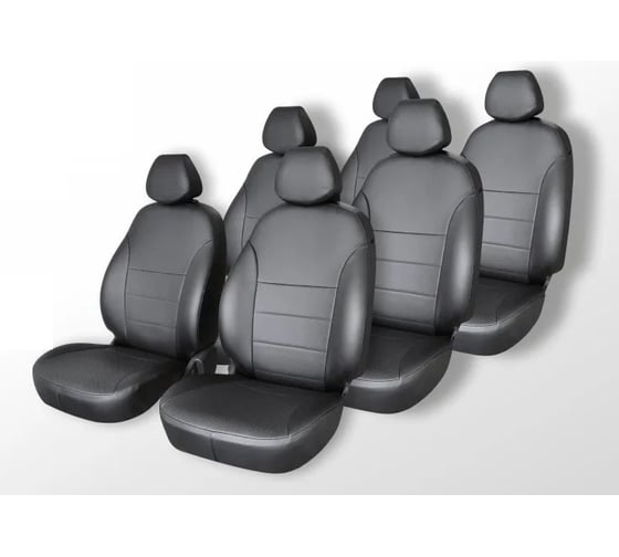 Изображение товара Чехлы на сиденья DEFLY Mitsubishi Delica, 1994-2007, 6 мест, капитанские кресла, экокожа черная Mts7-2K