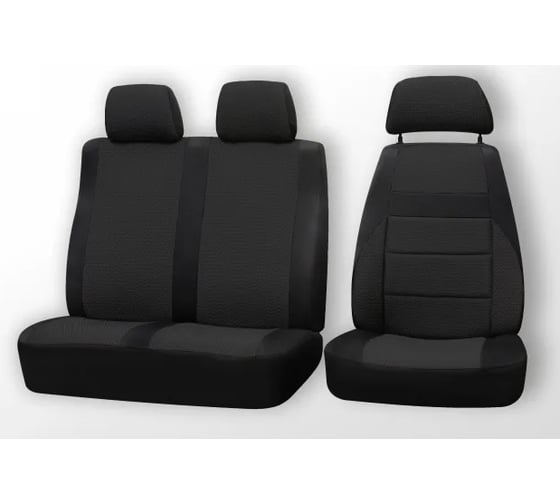 Изображение товара Чехлы на сиденья DEFLY ГАЗель Бизнес, 2018-н.в., экокожа черная/замша черная G015-2Z