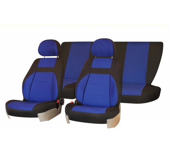Изображение товара Чехлы на сиденья DEFLY Lada 2108/2113, 1984-2013, дополнительная боковая поддержка, жаккард черный/синий V006-D4