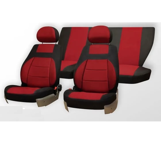 Изображение товара Чехлы на сиденья DEFLY Lada Niva/4x4(3 двери), 2006-2019, дополнительная боковая поддержка, жаккард черный/красный V002-D3