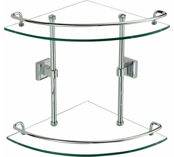Изображение товара Угловая стеклянная полка Savol двойная, хром S-095322 23164