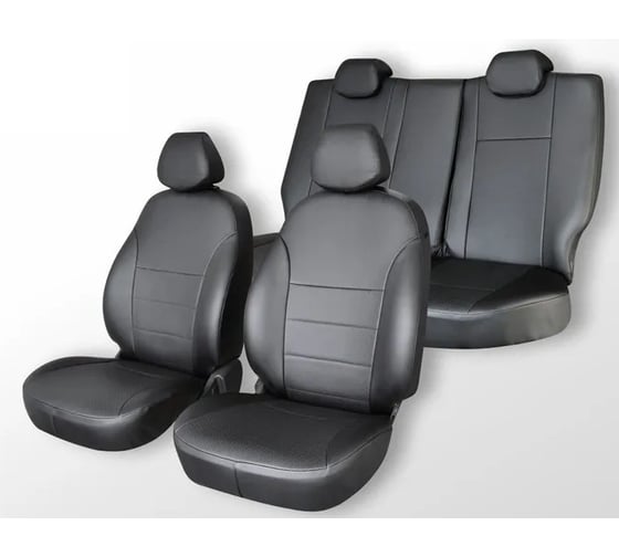 Изображение товара Чехлы на сиденья DEFLY Lada Vesta/Vesta Cross, 2017-н.в., универсал, задний ряд 60/40, экокожа черная V019-2K