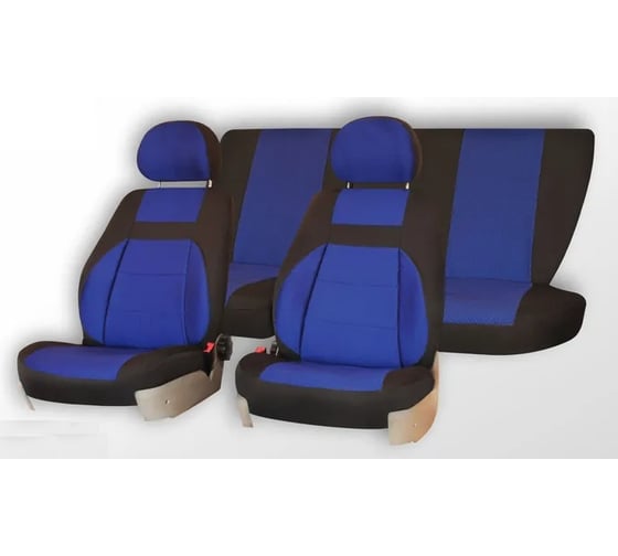Изображение товара Чехлы на сиденья DEFLY ГАЗ 3110, 1997-2009, дополнительная боковая поддержка, жаккард черный/синий G011-D4