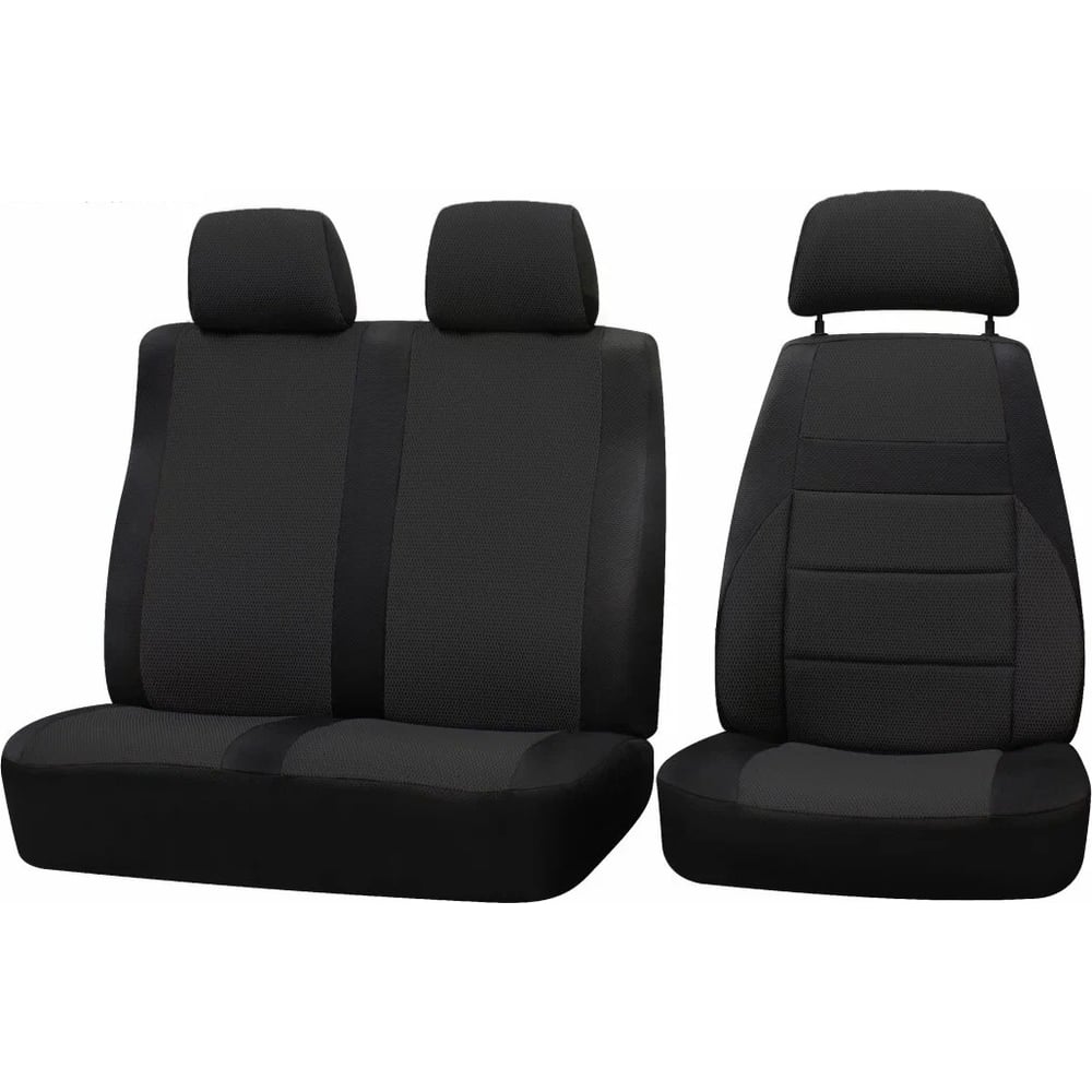 Изображение товара Чехлы на сиденья DEFLY УАЗ Профи 2017-н.в. экокожа черный, 3 места