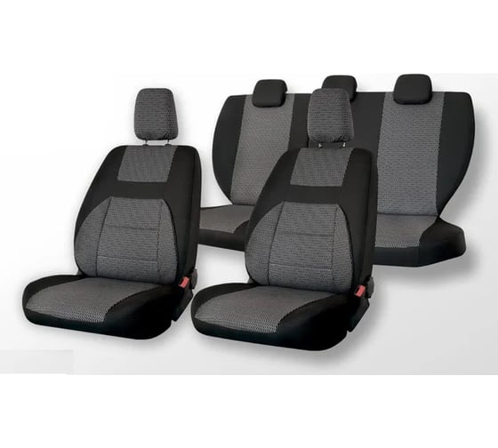 Изображение товара Чехлы на сиденья DEFLY Лада Нива 2131, 1993-2019, дополнительная боковая поддержка, жаккард черный/серый V022-D2