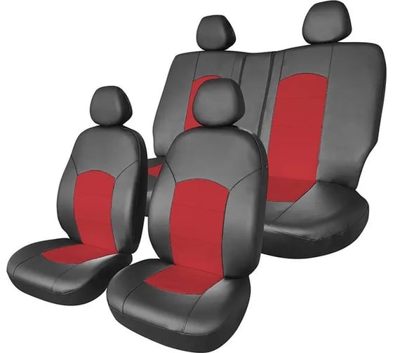 Изображение товара Универсальные чехлы на сиденья OXYGEN, экокожа черная/ красная DEFLY Oxy-3K