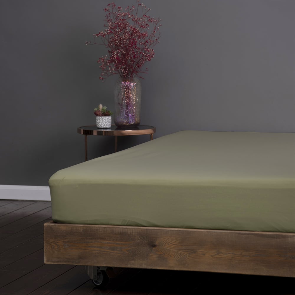 Изображение товара Простыня на резинке KUPU-KUPU VIOLETT 90x200 см трикотаж олива