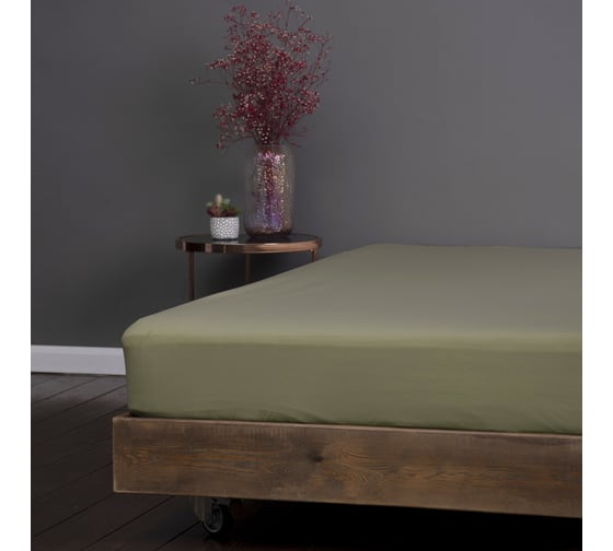 Изображение товара Простыня на резинке KUPU-KUPU VIOLETT 160x200x25 см, трикотажная, олива KPM-160/олива