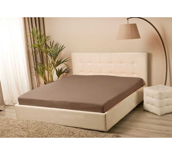 Изображение товара Простыня на резинке KUPU-KUPU VIOLETT 200x200x25 см, трикотажная, мокко KPM-200/мокко