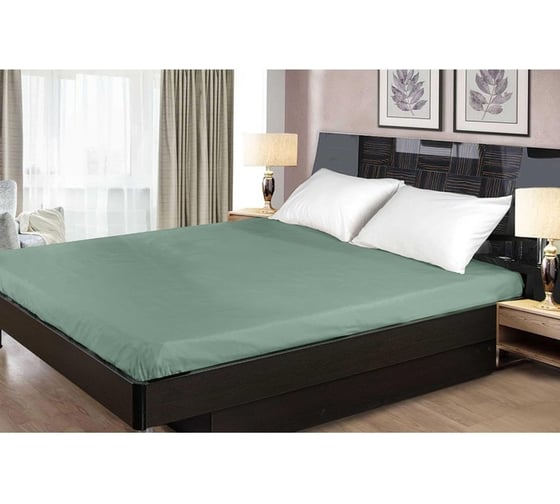 Изображение товара Простыня на резинке Primavelle 160x200 см, сатин, шалфей 114911406-сг84